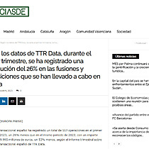 Segn los datos de TTR Data, durante el primer trimestre, se ha registrado una disminucin del 26% en las fusiones y adquisiciones que se han llevado a cabo en Espaa